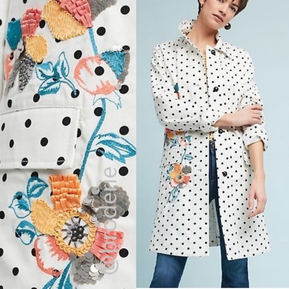 Anthropologie Polka Dot Peacoat nwt - Picture 2 of 9